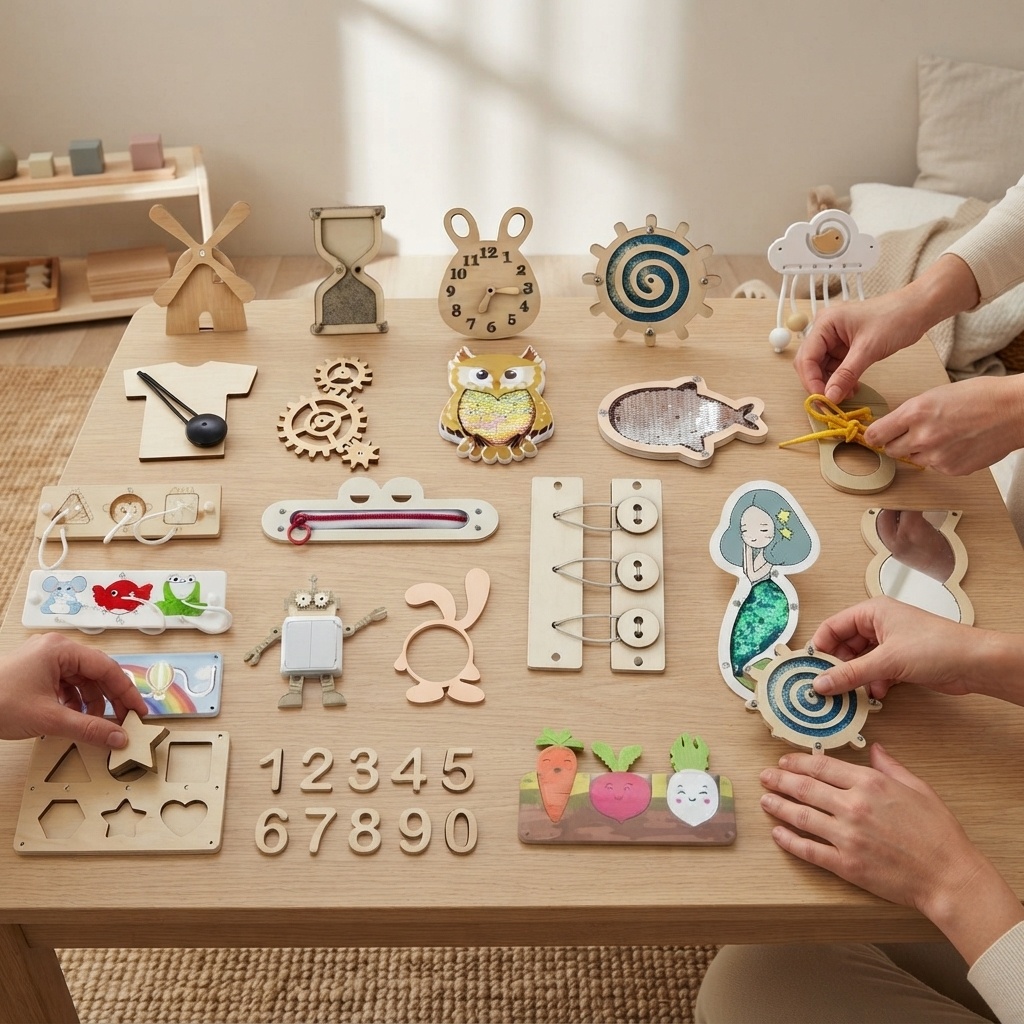 Popularna tablica manipulacyjn – Montessori Wooden Busy Board Toddler recenzja i cena